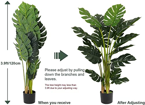 VIAGDO Artificial Monstera Deliciosa Plant 4ft Tall, Faux Tropical Palm for Home Office Decor F5082