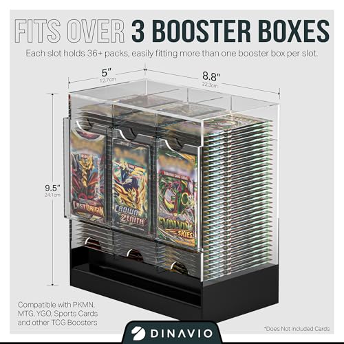 3-Slot Booster Pack Dispenser with Black Base for TCG & Sports Cards Q524