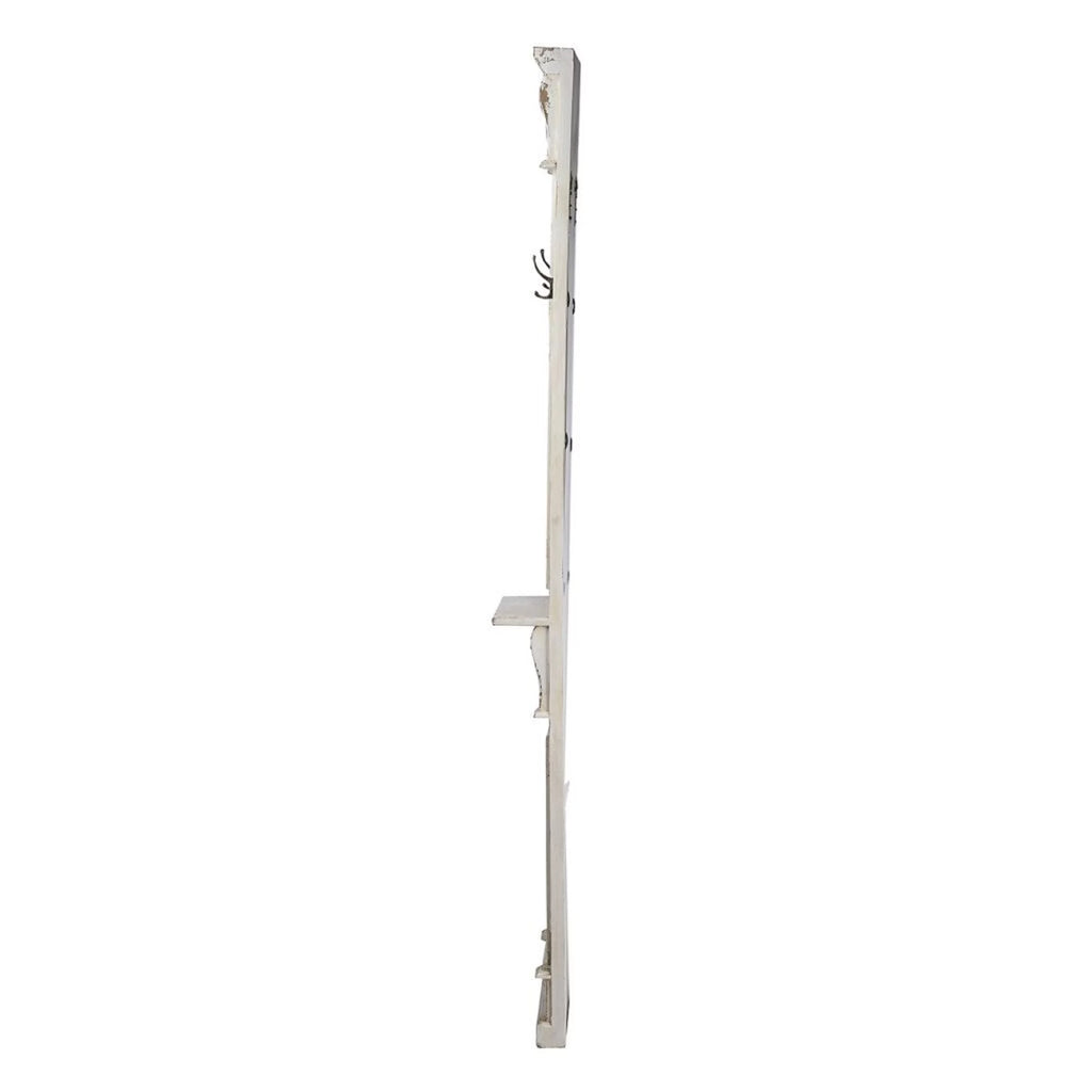 CC Home Furnishings 76" White Distressed Wooden Rectangular Wall Mirror Q6757