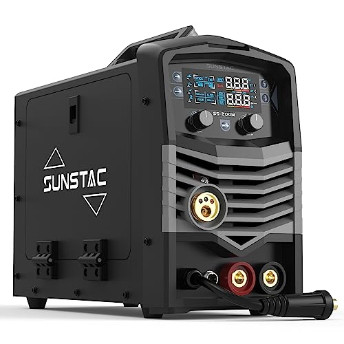 140Amp MIG Welder, 110V Flux Core MIG Welder/Lift TIG/Stick 3 in 1 Welding Machine with Synergic Control and IGBT Inverter, Portable Gasless MIG Welder with Intelligent LCD Display
