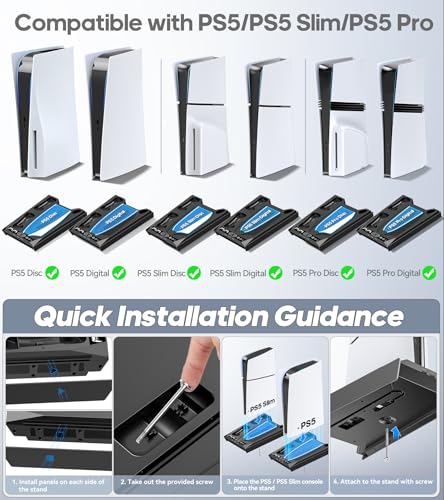 PS5 Stand with Cooling & Charging Station for Disc & Digital Console U78876