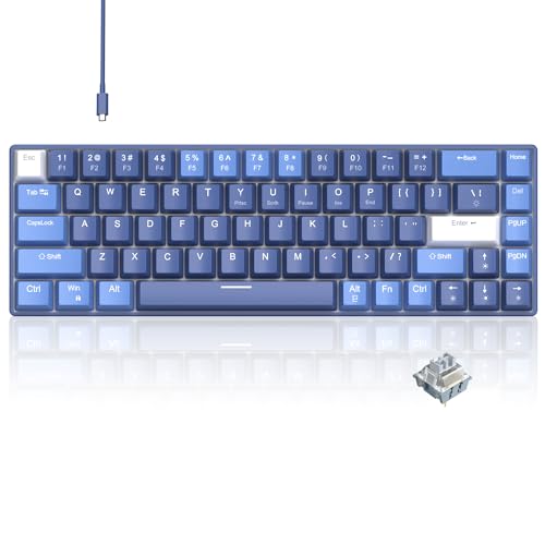 MageGee Portable 60% Mechanical Gaming Keyboard, Hot Swappable Ivory White Switch, RGB Backlit Compact 68 Keys Mini Wired Office Keyboard for Windows Laptop PC, with Silencing Cotton, Dark Blue