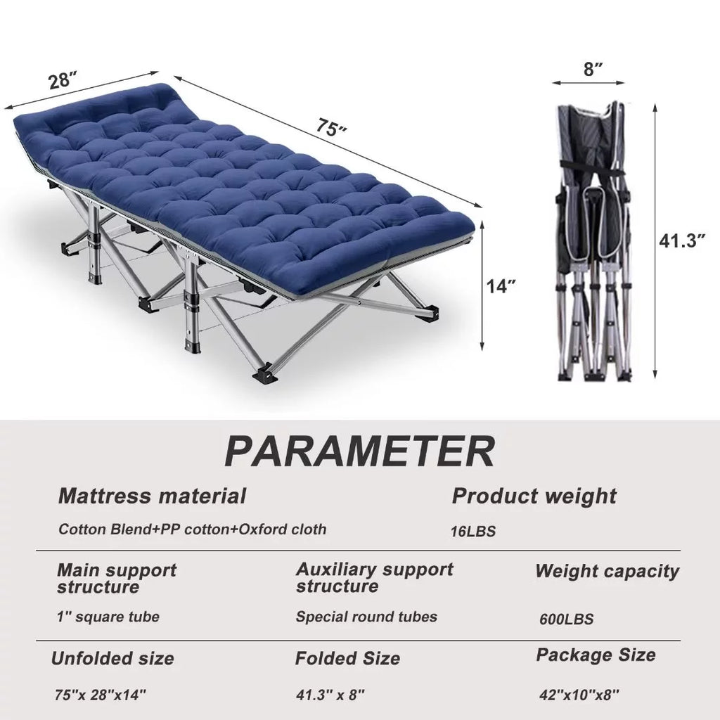 Docred 2 Pack Folding Cot Camping Bed, Heavy Duty Portable with Carry Bag L8382