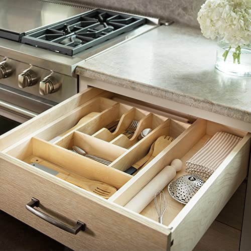 Rev-A-Shelf Trim-to-Fit Silverware Drawer Organizer, Natural Maple Wood, 9 Compartment K465647