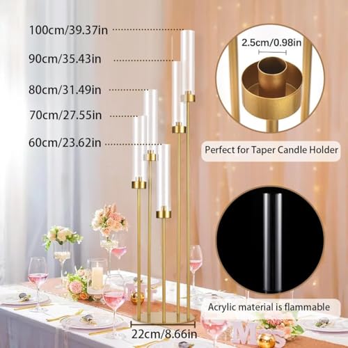 Matte Black 5 Arm Candelabra with Acrylic Shades for Table Centerpiece W6999