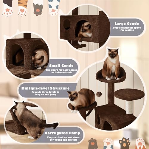 Yaheetech 54in Cat Tree Tower Condo Furniture with Scratch Post Y196