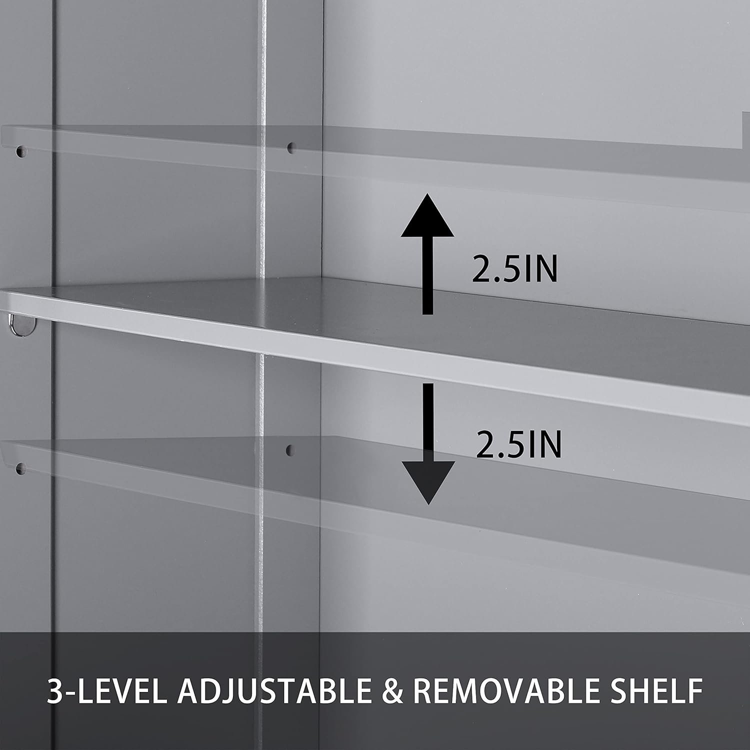Over The Toilet Storage Cabinet with Adjustable Shelf, Grey V8403