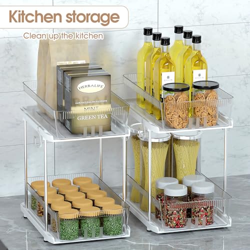 NIHEHAG 2 Tier Clear Under Sink Organizer with Slide-Out Storage U9996