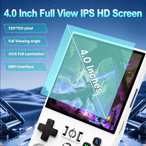 R36MAX Handheld Retro Game Console, 4.0 Inch IPS Screen, Transparent Gray Z561856