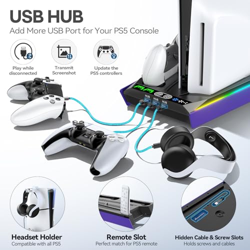 PS5 Stand with Cooling & Charging Station for Disc & Digital Console U78876