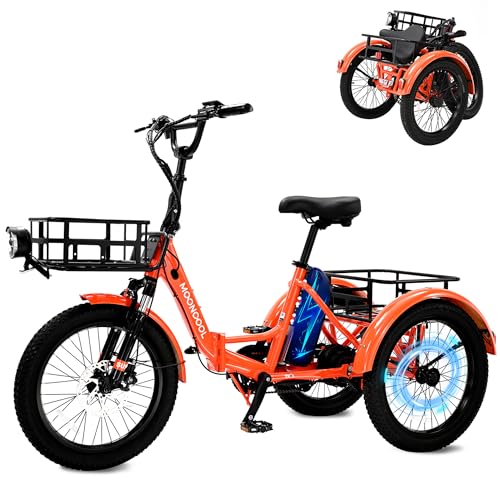 ABORON Electric Tricycle for Adults, Aluminum 20" E-Trike, 500W Power 48V 14.5Ah Lithium Battery UL Certified, Front Suspension 3 Wheels Ebike, Front Basket