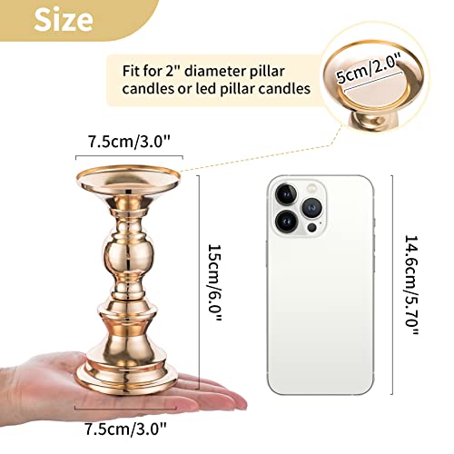 Nuptio Pillar Candle Holders, Metal Candle Holder for Wedding Centerpieces (2 Pcs, Gold) H414