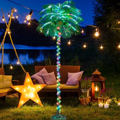 6FT 400 LED Lighted Palm Tree with Coconuts Outdoor Artificial S29157
