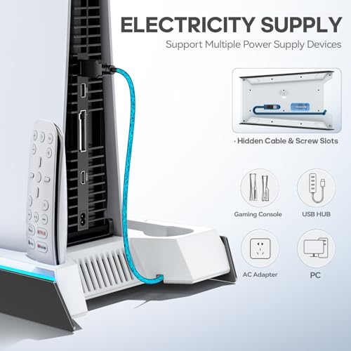 PS5 Stand with Cooling & Charging Station for Disc & Digital Console U78876
