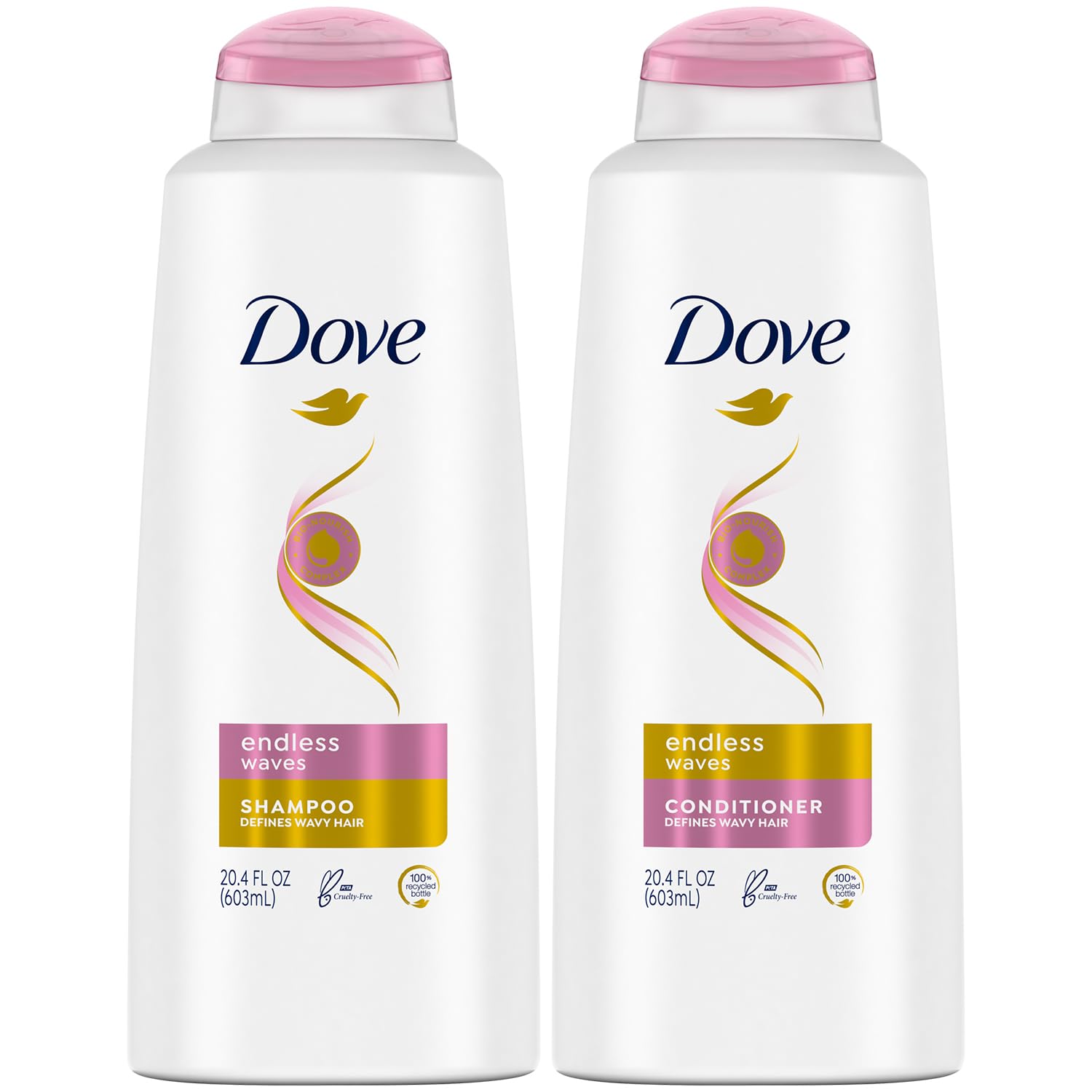 Dove Shampoo and Conditioner Set Sulfate Free - Endless Waves Curly Hair Shampoo and Conditioner, Wavy Hair Products, Anti-Frizz Hair Care, 20.4 Oz (2 Piece Set)