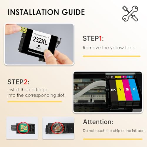 Epson 232XL Ink Cartridges Combo Pack for Workforce WF-2930 WF-2950 XP-4200 XP-4205 (Black/Cyan/Magenta/Yellow) X68423