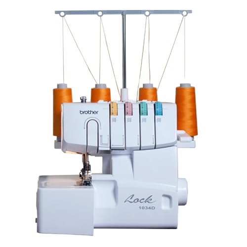 Brother 1034D Heavy-Duty Metal Frame Serger, 1,300 Stitches Per Minute, White