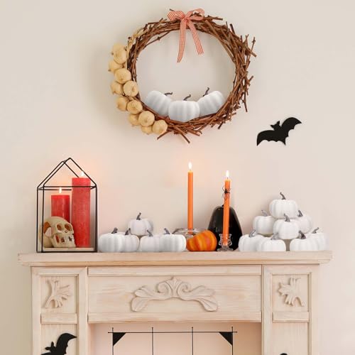 Liliful 50 Pcs 3.15 Inch Artificial Foam Pumpkins for Fall Halloween Decor D78141