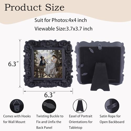 Antique Picture Frames 8x10 Vintage Victorian Ornate with Glass, Black S55546