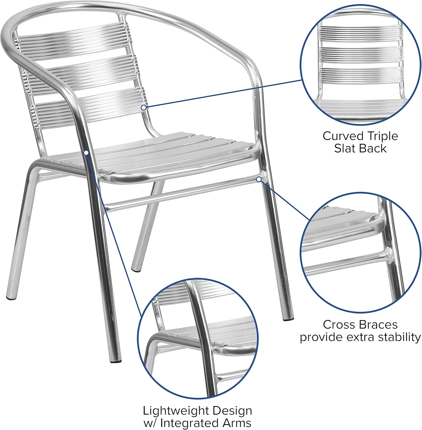 EMMA + OLIVER Heavy Duty Aluminum Stack Chair Z14307