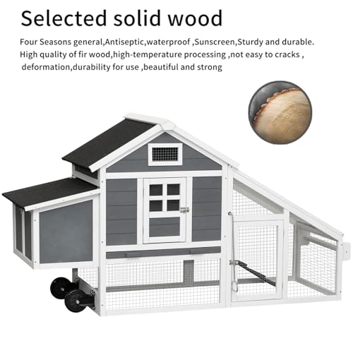 Chicken Coop with Run & Wheels, Outdoor Two-Tier Large Hutch for 6-8 Chickens L709810