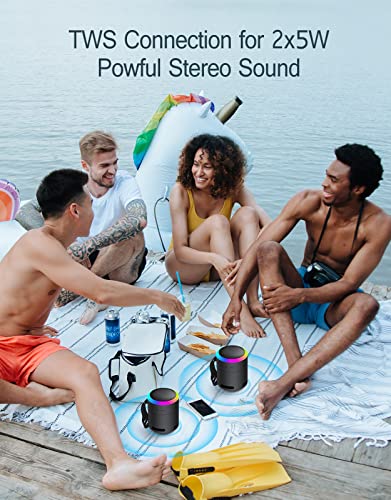 LENRUE Portable Bluetooth Speaker, Waterproof Wireless, Metal Small Speaker, Black D895