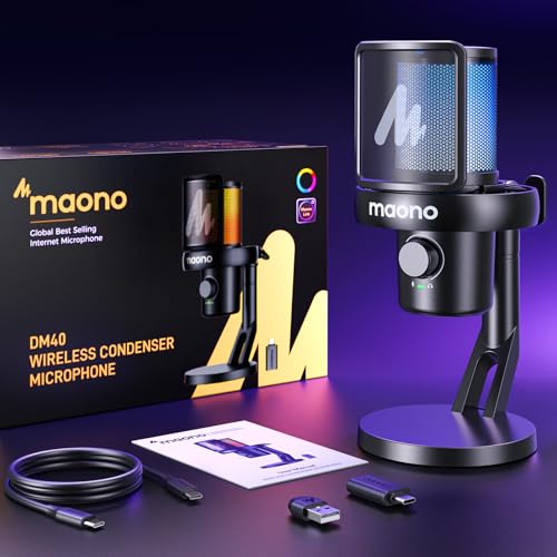 MAONO Wireless Microphone for PC, Gaming, Streaming, Podcast (DM40-Black) G850723