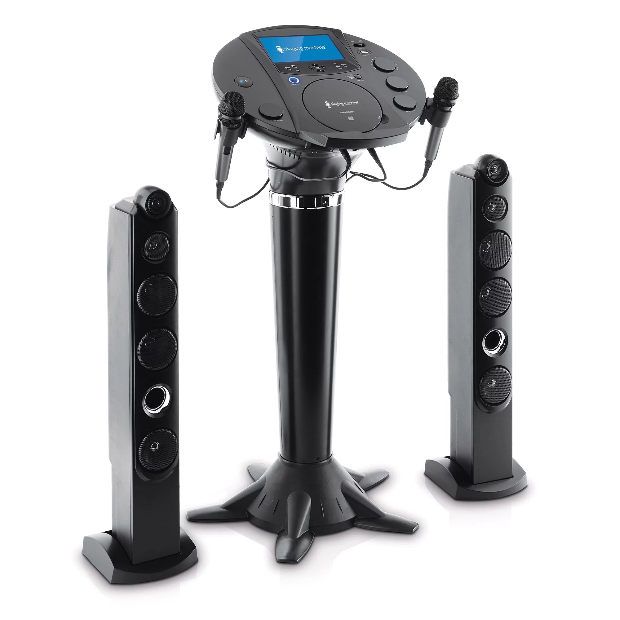Singing Machine ISM1030BT Bluetooth Karaoke System with 7" LCD Monitor and 2 Mics, Black B934