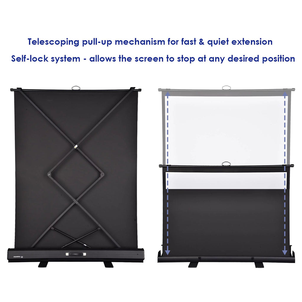 InstaHibit 60" Portable Floor Projector Screen with Aluminum Case Z1271