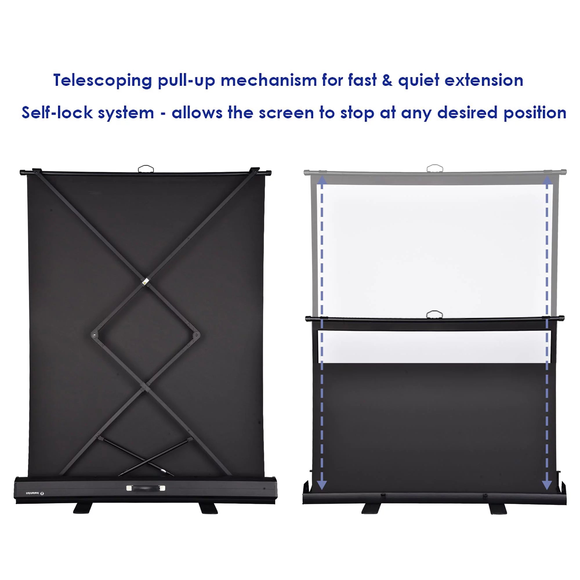 InstaHibit 60" Portable Floor Projector Screen with Aluminum Case Z1271