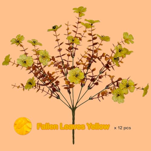 2 Sets Outdoor Artificial Flowers with Hanging Baskets, Yellow Orange G59149