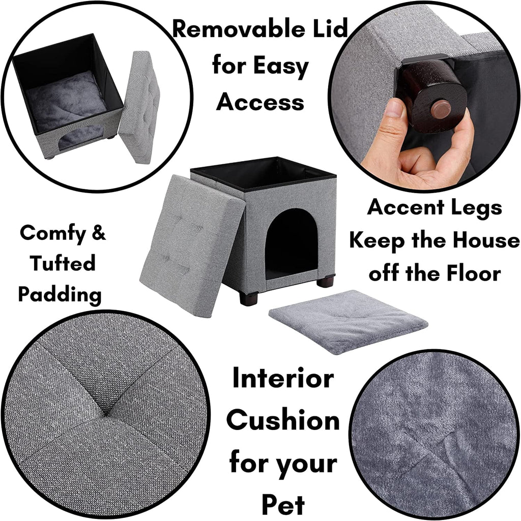 Pet House Bench Ottoman Cat Dog Furniture Bed Cozy Condo Cave A893403