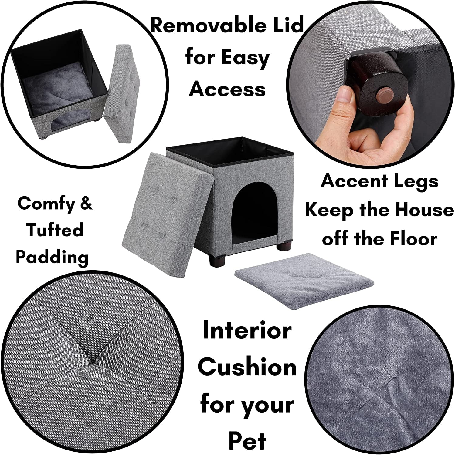 Pet House Bench Ottoman Cat Dog Furniture Bed Cozy Condo Cave A893403