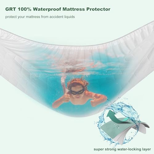GRT Waterproof Mattress Protector Queen, Rayon Bamboo Cooling 3D Air Fabric, Deep Pocket Y9712