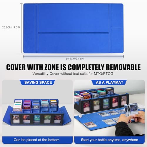 Trading Card Storage Box with Commander Display, 5-Row Deck Case, Black Purple B7043
