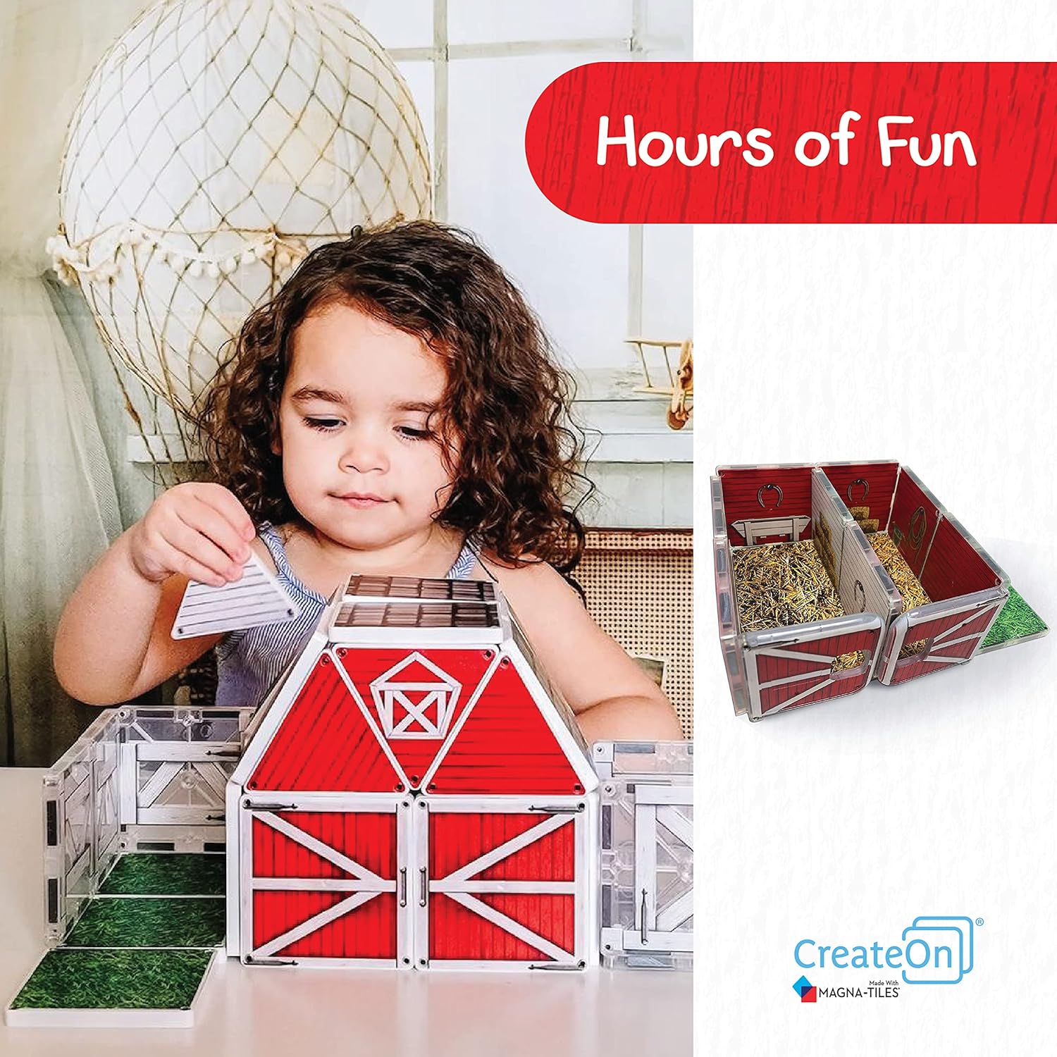 Magna-Tiles Farmyard Barn Magnetic Tiles Building Set, STEM Toys for Kids Ages 3+, 29 Pieces X9654