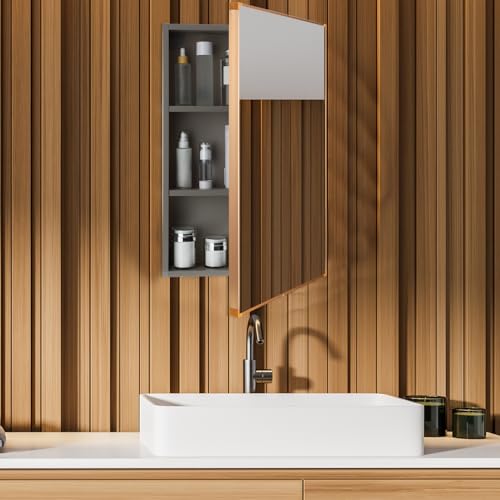 Framed Recessed Medicine Cabinet with Mirror 16 x 24 inch Light Grey K591670