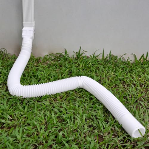 7ft Flexible Gutter Downspout Extension, 3" Drainage Pipe, White, 1-Pack S76160