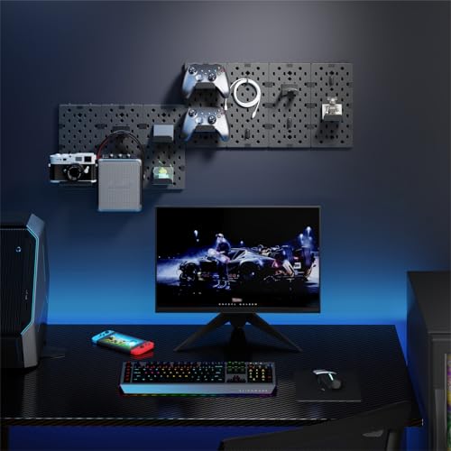 PEGZONE Controller and Headphone Holder Wall Mount, Modular Gaming Pegboard with Accessories, Black & Red R81990
