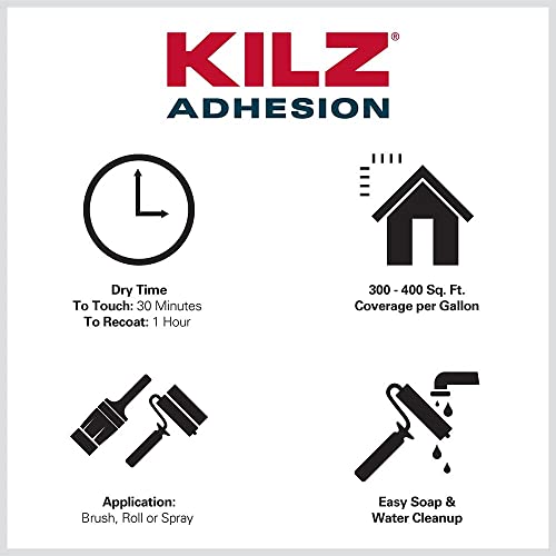 KILZ Adhesion Primer & Low-Lustre Enamel Porch & Patio Latex Floor Paint, Slate Gray, 1 Gallon Each I840
