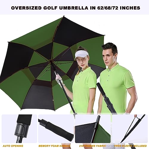 Large Golf Umbrella 62 Inch Windproof Double Canopy Q2847