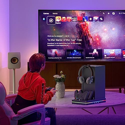 KEPLUG Dual Cooling Fan and Charger Stand for Xbox Series X/S with RGB LED Light F8212