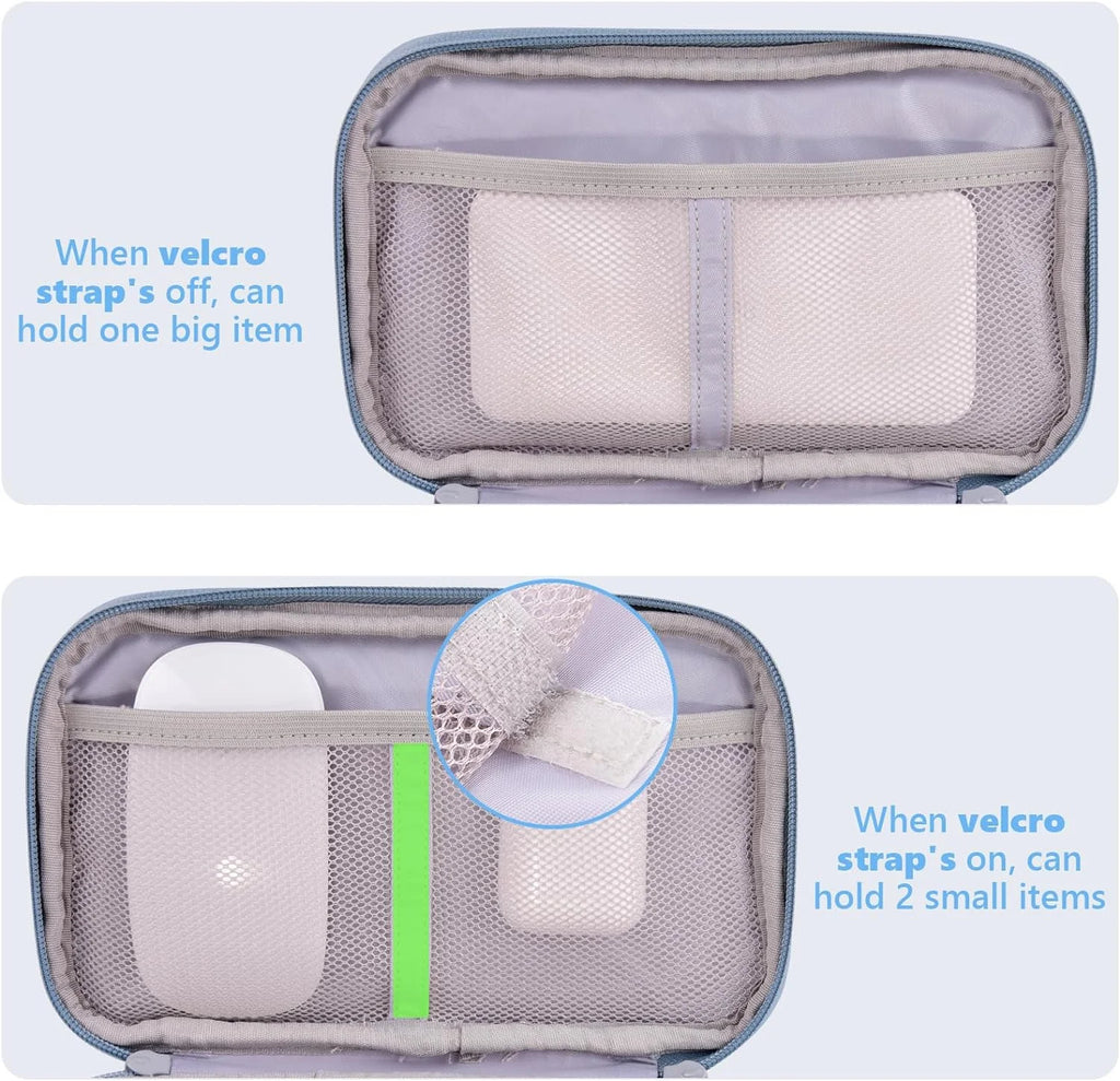 Misty Blue Cable Organizer Bag for Travel, Medium Tech Pouch D8774