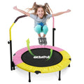 40'' Foldable Mini Trampoline with Sponge Handle, 38" to 46" Height-Adjustable Mini Trampoline for Kids Adults, Safty Padded Cover Toddler Rebounder Trampoline Indoor/Garden Workout Max Load 330lbs