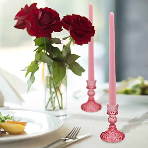 Champagne Diamond Glass Candlestick Holders Set of 6 for Table Centerpiece N527