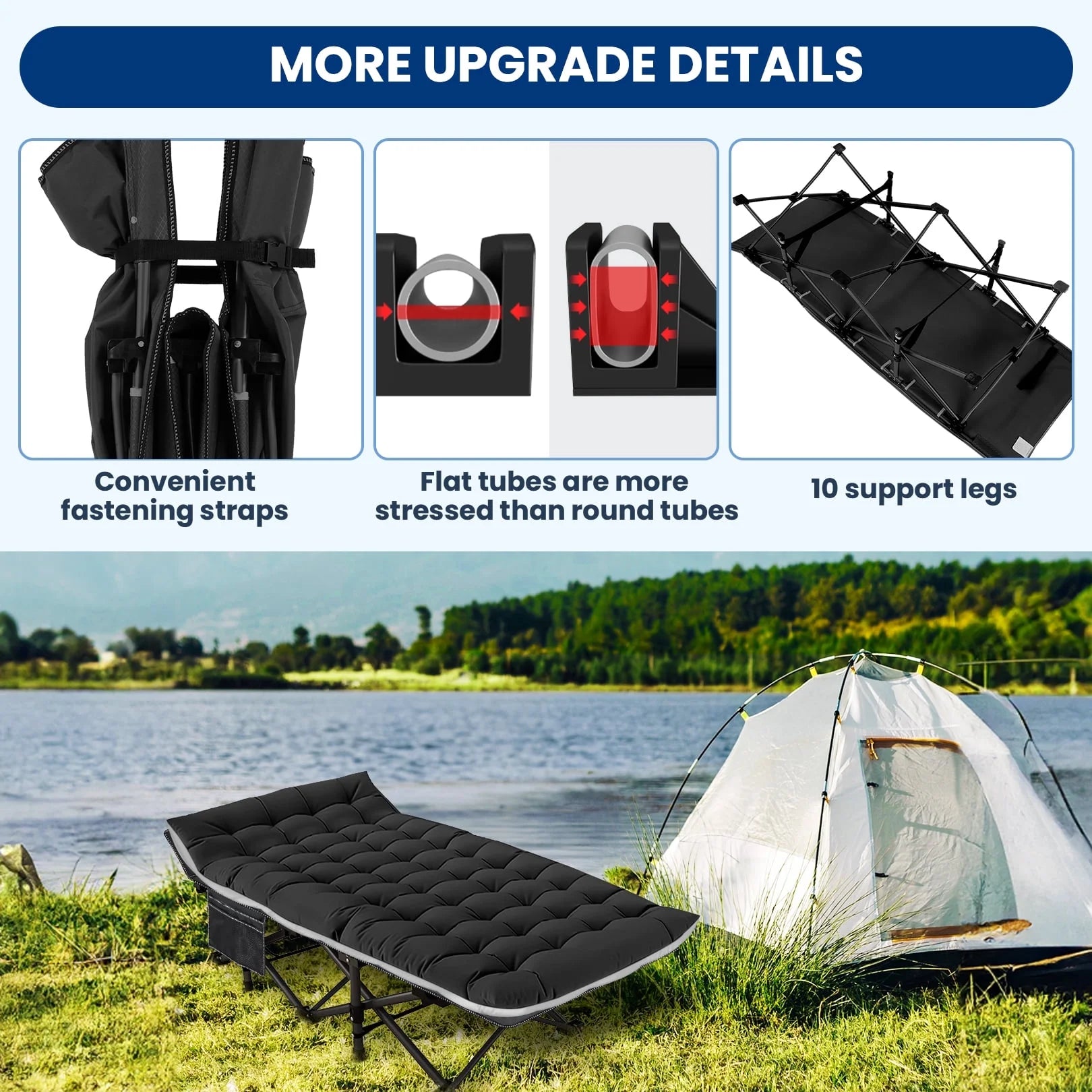 Adnoom Portable Folding Bed for Adults with Removable Mattress and Carry Bag R368