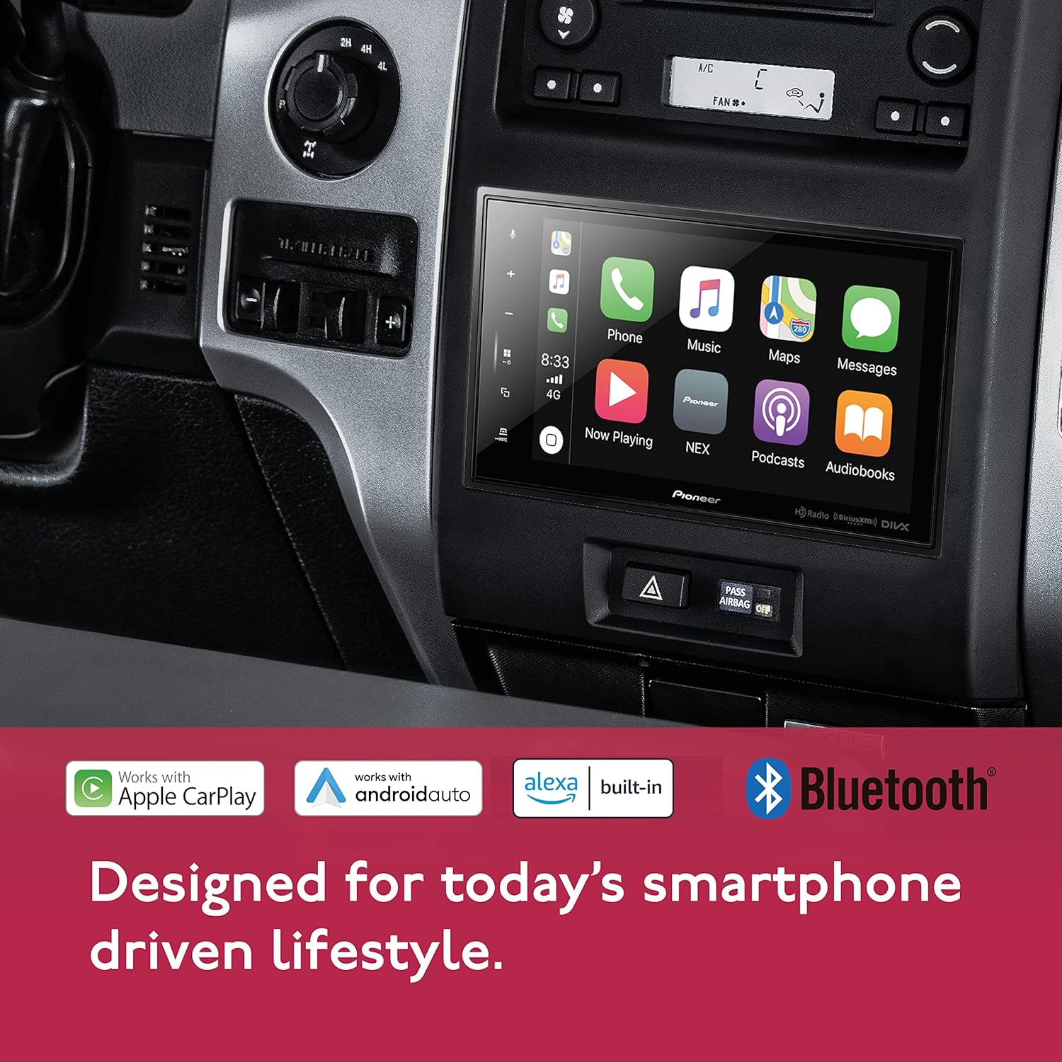 Pioneer DMH-C5500NEX 8-inch Digital Media Receiver with Wireless CarPlay and Android Auto L65334