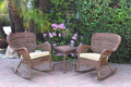 Jeco Inc W00212_2-RCES001 Windsor Honey Wicker Rocker End Table Set with Chair Cushion, Ivory