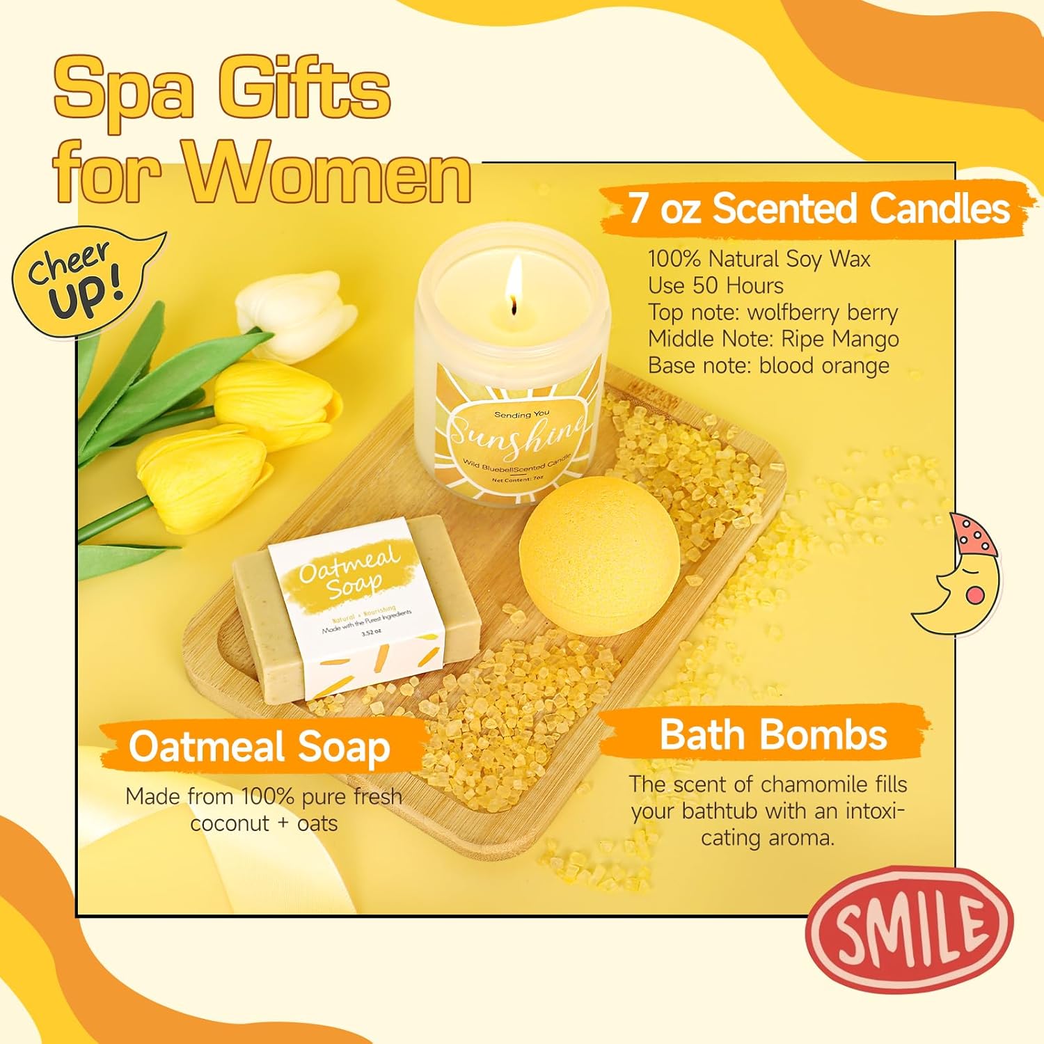 Sunshine Gift Basket for Women - Birthday Cheer Up Box for Sister Friend X5728