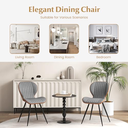 Giantex Upholstered Dining Chairs Set of 2, Modern Accent Chairs with Curved Backrest P370